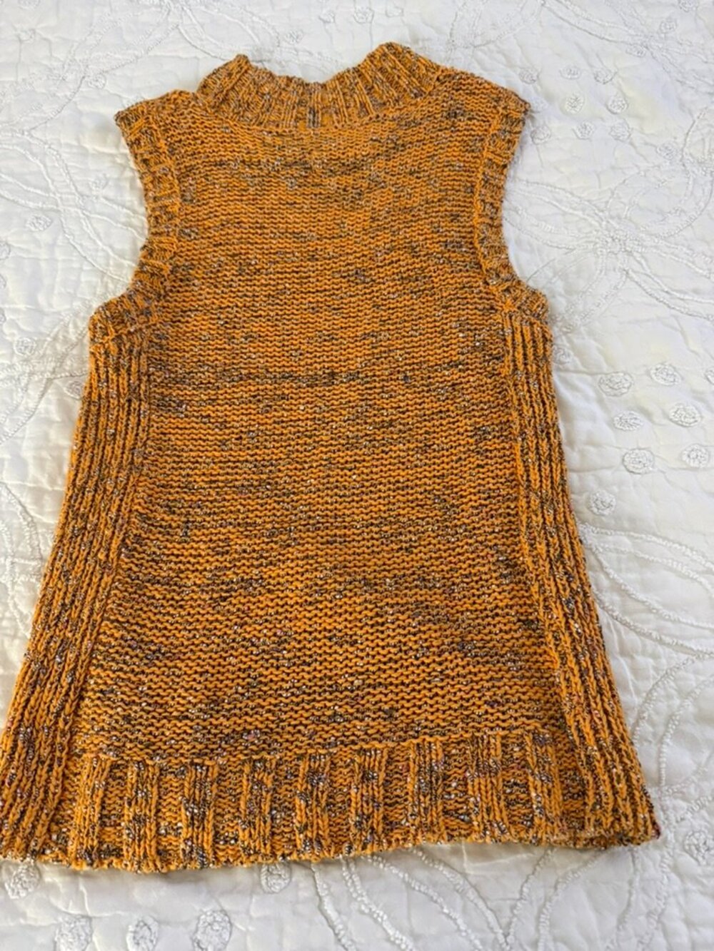 Anthropologie Mustard Marled Chunky Knit Sweater Vest Size M